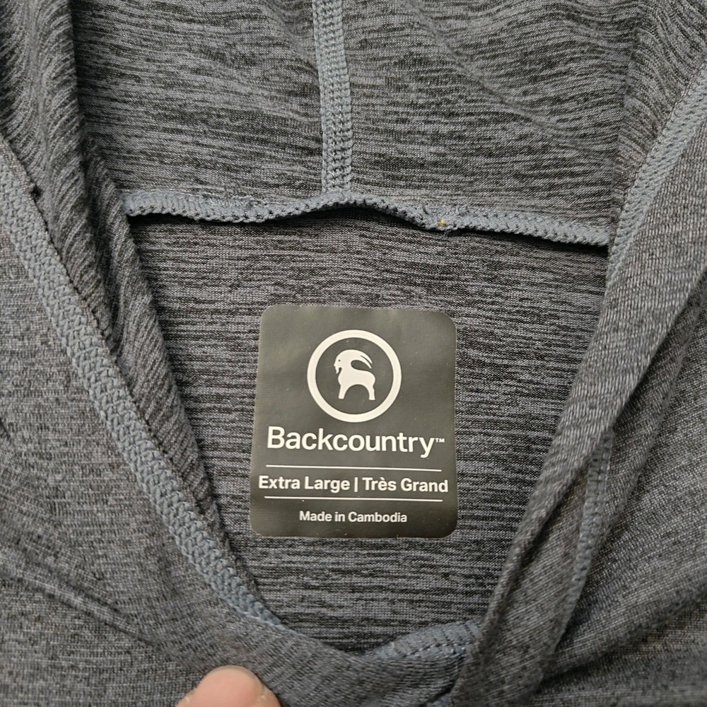 Backcountry Mens Extra Large Gray Long‎ Sleeve Hooded Pocket T Shirt Top - Picture 4 of 8